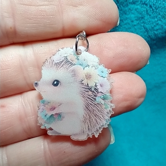 Cute wire hedgehog flower floral earrings colorful pastel - Picture 2 of 3